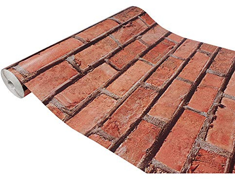 Klebefolie Möbel 45x200 cm | Selbstklebende Möbelfolie in Stein-, Marmor- und Betonoptik | Folie für Möbel wasserfest und leicht anzubringen für Küche und Bad | Ziegel