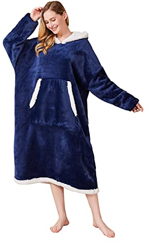 Übergroße Hoodie Sweatshirt, Original Decke Sweatshirt, super weiche gemütliche warme komfortable Riesen-Hoodie, Geeignet Kapuzenpullover für Erwachsene, Männer, Frauen, Jugendliche, Marine