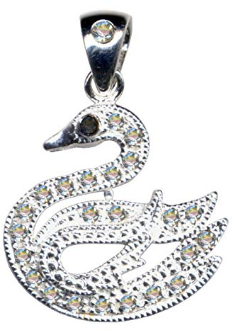 Pendentif cygne en argent 925 véritable avec zircone / Design Art Nouveau / Couleur de la pierre : blanc transparent / Noir / Acheter des bijoux en ligne / 51083, Argent sterling 925, pierres de