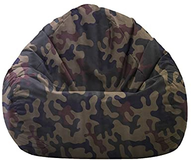 HomeIdeal - Sitzsack XXL Bodenkissen für Erwachsene & Kinder - Geeignet für Gaming oder Entspannen - Indoor wie Outdoor da er Wasserfest ist - mit EPS Perlen, Farbe:Camouflage, Größe:XL