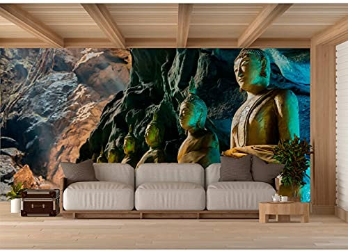 Oedim Papel Pintado Budas en Cueva de Tailandia, Decorativo para Habitaciones, decoración para Paredes, Mural