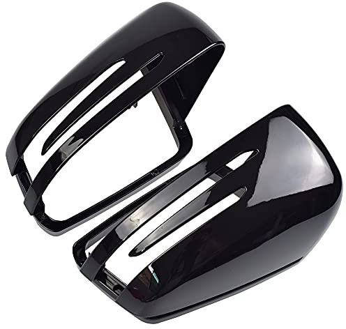 1 Paar Spiegelkappen Links Rechts Seitenspiegel Abdeckkappen für Mercedes Benz W204 W176 W246 W212 W221 C117 X204 X156 (Helles Schwarz)