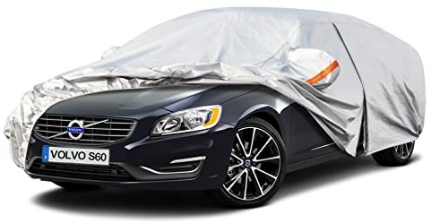 Kayme Autoabdeckung Wasserdicht Atmungsaktiv Passend für 2019-2024 Volvo S60, Vollgarage Autoplane für Regen Sonne Staub Schutz, Auto Abdeckplane Faltgarage Abdeckung im Winter(3-7 Tage liefern)