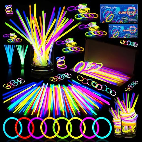 Trimming Shop Lot de 1000 Bâtons Lumineux avec Connecteurs, Bracelet Fluorescent Lumineux Tube Soirée pour Enfants et Adultes, Décoration de Nouvel an, Halloween & Noël Accessoires Fluo Soirée
