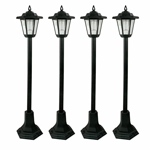 AGP ADVANCED GLOBAL PRODUCTIONS LED Garden Lights Lamp Post Solar Powered Lantern Patio Pathway Walkway Outdoor - 83cm, Black