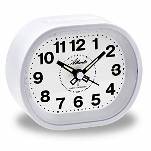 Atlanta Großer Funkwecker Analog Licht Snooze Crescendo Zahlen - 1867/0 Weiß
