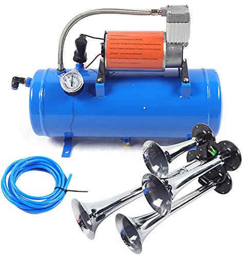 Luftkompressor, Air Horn Kit 6L, Druckluft Kompressor - Kompressoren mit 150 PSI 12V 6L Luft Kompressor 4 Trompete
