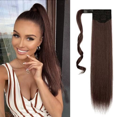 BELEVO Coleta Postiza Pelo Natural Extensionws，60cm Coleta Postiza Fibras Sintéticas Pelo Postizo 100g Postizos Moño Y Coletas