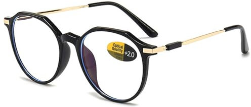 Lanomi Mode Lesebrille Polygon Blaulichtfilter Lesehilfe Groß Computer Sehhilfe Anti Blaulicht Brille 0 bis +4,00 Schwarz 0.5