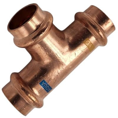 zbs24 Pressfittings Kupfer, T-Stücke 18x18x18mm (1 Stück), mit Dichtungen für Trinkwasser und Gasleitungen, V-Press Kontur, DVGW geprüft