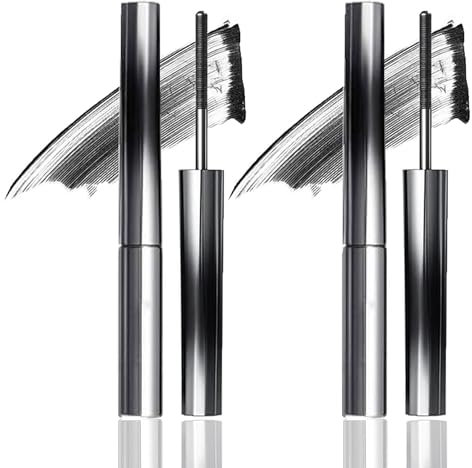 Iron Strong Mascara, 3D Curling Eyelash Iron Mascara, Non-Clumping, Smudge Proof, Long Lasting (Black*2pcs)