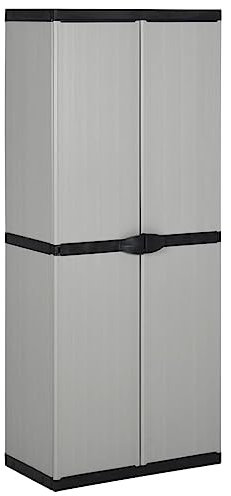 Garten-Lagerschrank, Aktenschränke Beistellschrank Waschküchen-Schrank Büroschrank Geeignet für Küche Badezimmer Wohnzimmer Schlafzimmer mit 3 Böden Grau & Schwarz 68 x 40 x 168 cm