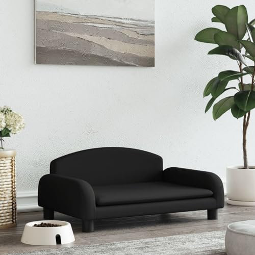 Gecheer Hundebett Haustier-Sofa Hundesofa Haustiersofa Welpenbett Hundecouch Haustierbett Liegebett Liegebett Hundeliege 70 x 45 x 30 cm (B x T x H) Tragfähigkeit:50 kg,Stoff Massivholz,Schwarz