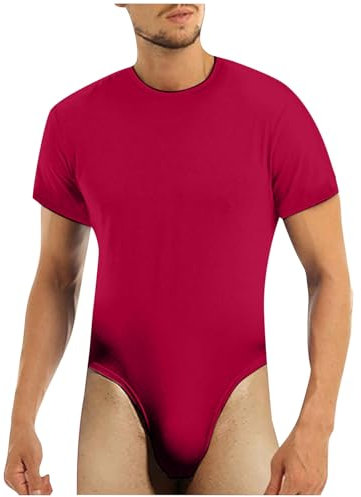 Herren Body Bodysuit Unterwäsche Stringbody Unterhemd Body Kompression Singlet Sportwear Kurzarm Overall Männer Rundhals Tops Stringbody T-Shirt Kurz Dessous Einteiler Unterwäsche