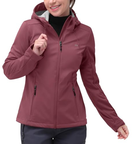 33,000ft Damen Softshelljacke Wasserdichte Funktionsjacke mit Kapuze | Atmungsaktiv, 4-Wegen Stretch, Winddicht, 4 Taschen, Reflektierendes LOGO, Übergangsjacke für Radfahren, Wandern, Outdoor