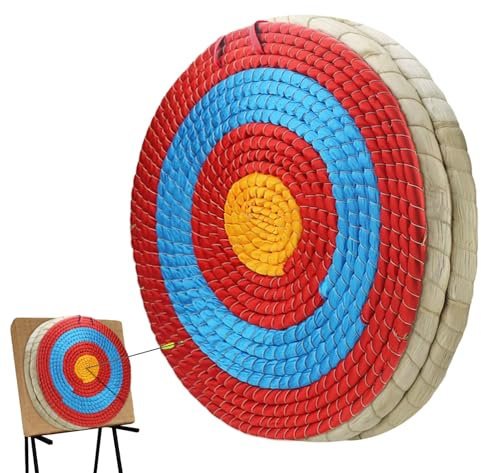 ZIRUU Solid Straw Round Archery Target Traditional Recurve Bow Arrow Target Hand-Made Straw 3 Layers Target for Kids Youth Adult Outdoor Sports Archery Bow Shooting Practice