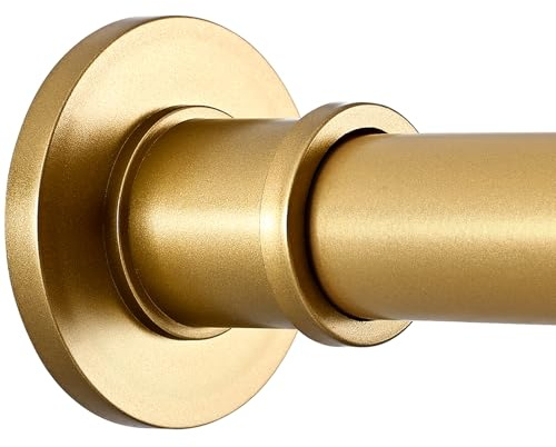 BRIOFOX Shower Curtain Rod Adjustable 18-64 Inch, No Drilling Non Slip Stainless Steel Spring Tension Curtain Rod for Window or Bathroom, Sunset Gold
