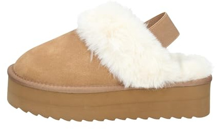 Colors of California HC.YWPLA07 mammbitanganyika för kvinnor i nubuck med fleece låg kilklack (storlek 37), Tanganyika, 37 EU