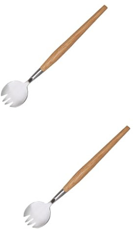 Ciieeo 2pcs Garden Cutlery Elderly-Friendly Salad Spoons Handle Fork Food Serving Forks