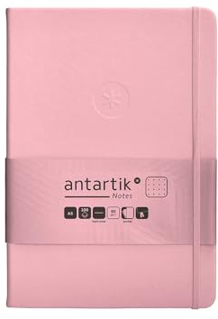 Antartik Notizheft mit Gummiband, fester Einband, A5 Blatt, gepunktet, Pastellrosa, 100 Blatt, 80 g, FSC