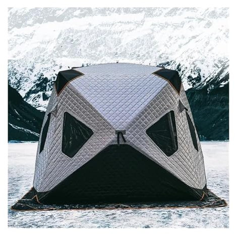Eisfischerzelt Wasserdichtes Winter-Outdoor-Camping-isoliertes Saunazelt, tragbare Pop-up-Eisfischerzelte Tunnelzelte(Silver Grey180*180 * 165cm)