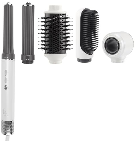 Largolash Varmluftsborste & Air Styler [135 000 RPM] – Professionell Jonisk Höghastighets-hårtork, Automatisk Locktång, Volymgivare & Plattång – Lyxig 6-i-1 Hårstyler för Salongsresulta (Vit)