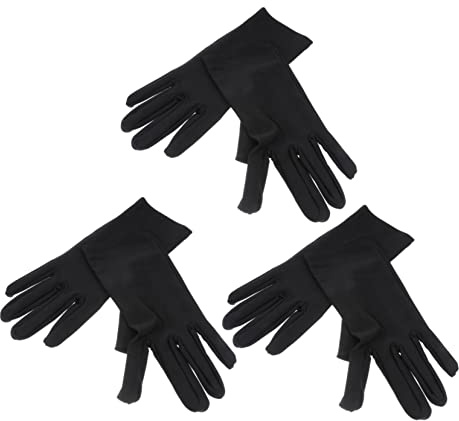 Ipetboom 3 Paar Elastische Schmuckhandschuhe aus Atmungsaktivem Spandex Einheitsgröße Dehnbare Etikette Handschuhe für Schmuckinspektion Elektronik und Reinraum Schwarz