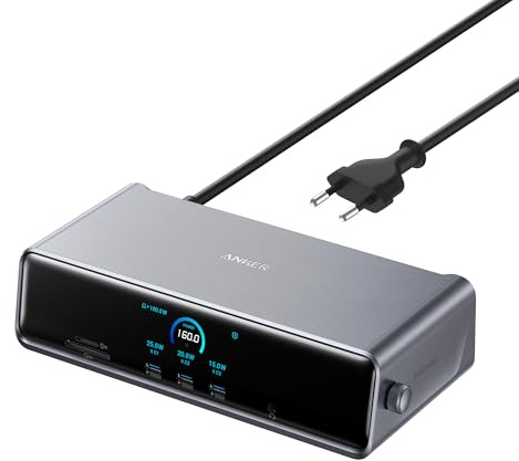 Anker Prime Docking Station 14 in 1 140W, con Triplo DisplayLink, Porta USB C fino a 140W, Schermo Smart e Ventola Integrata, Supporto 8K, Compatibile con macOS e Windows (Richiede Driver DisplayLink)