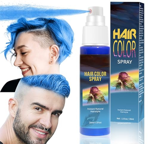 Tinte pelo natural, color azul temporal, spray 30 ml, coloraciones para fiestas, cosplay, Halloween