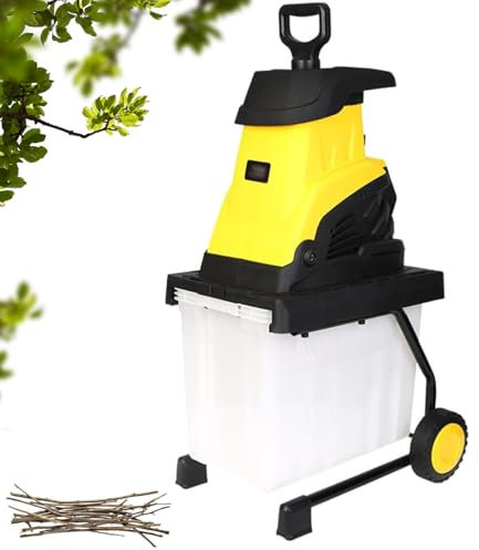 45L garden shredders and wood chippings for garden, 2500W Electric Leaf Mulcher shredder heavy duty for garden, Maximum cutting diameter 45mm, for Yard Cleanup, Composting 60m-Power-Cord
