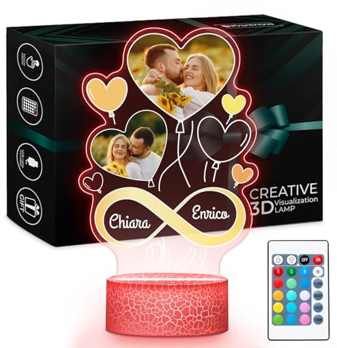 Maverton LED-Lampe - digitaler Bilderrahmen - Lichtsockel mit USB-Kabel - Romantik Paar Geschenke - Jahrestag Geschenk - Hochzeitsgeschenk - Personalisierte Geschenke Frauen und Männer - Deko Wohnzimm