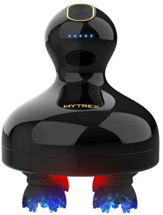 MYTREX Head Spa Pro Appareil de Massage Facial et Capillaire EMS, Stimulateur Cuir Chevelu Lumière Rouge, 12 Accessoires, 5 Niveaux Intensité, Étanche pour Croissance Cheveux