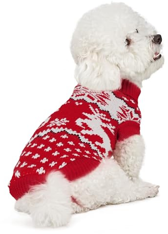 Supet Hundepullover Winter für kleine Grosse Hunde – Weicher gestrickter Hundepulli mit hohem warm, elastisch, Hundemantel für Dackel, Französische Bulldogge, XS-XXL, Weihnachten & Alltag(Rotwild M)