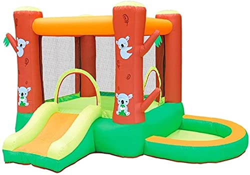 ApuaVireo&Co Bouncy Castle, Inflatable Bouncy Castle With Water Slide And Trampoline - Outdoor, Orange, 290x280x195cm