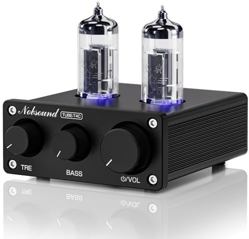 Nobsound Mini preamplificador de tubo HiFi: preamplificador de audio estéreo clase A con control de graves y agudos para amplificador estéreo doméstico, altavoz activo, sistemas de audio de escritorio