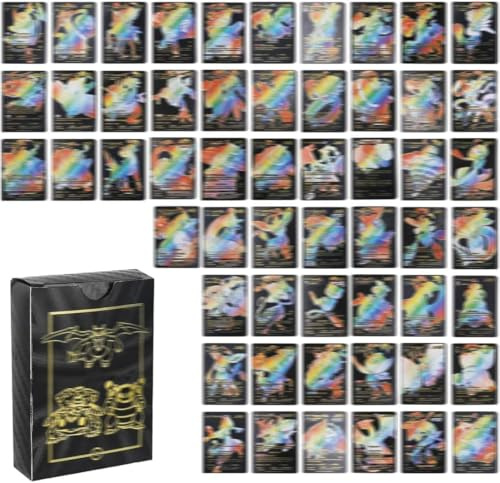 LOZTBUE 55 PCS cartes, jeu de cartes rares noires et dorées, cartes à collectionner dessins animés et bandes dessinées sans doublons, à offrir cadeau, packs et jeux cartes à collectionner Avec boîte
