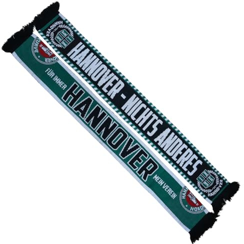 Generisch Hannover Fan-Schal – „Hannover – nichts anderes“ & „Für immer mein Verein“ – Fußballschal in Grün-Schwarz-Weiß – ca. 145x17 cm – Stadion & Freizeit