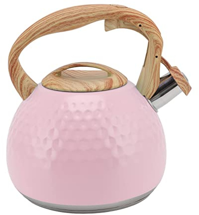 Nikou Bouilloire sifflante en acier inoxydable 304 - 3 l - Rose - Accories de salon de thé - 24 cm