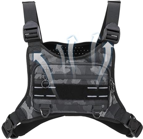 Bolsa Pechera Hombre - Mochila Pecho Portamóviles para Running,Chaleco Impermeable Ajustable para Senderismo Caza Deporte
