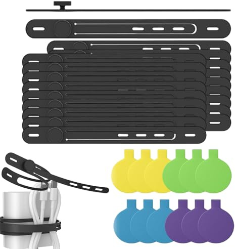 Étiquettes de câble, organiseur réutilisable en silicone | Écrivez sur le cordon | pour l'organisation de style de vie, maison, voyage, gadget personnel, rangement électronique, bureau, lieu de