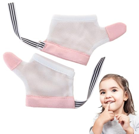 Stop Thumb Sucking for Kids – Guanti da succhiare il pollice, compressione masticabile per bambini, 1 paio di protezioni per le dita resistenti ai morsi, regolabili e traspiranti