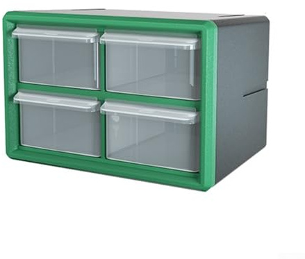 Multi-Grid Kunststoff-Schubladenbox für Hardware-Aufbewahrung, stapelbar, Wandmontage, Werkzeugaufbewahrung mit 4/12 Fächern, ideal für Komponenten und Zubehör (Grün)