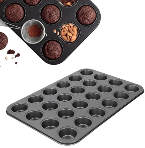 Tomedny Moule à muffins de 24 tasses, mini moule à muffins antiadhésif, plateau de cuisson pour cupcakes, fournitures de cuisson, libération sans effort pour la cuisine à domicile