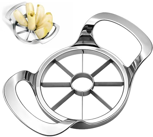 Cortador de manzanas y partidor de manzanas – 12 piezas de acero inoxidable para manzanas de hasta 10,2 cm, removedor de granos ultraafilado y cortador de frutas para rápido y mismas piezas