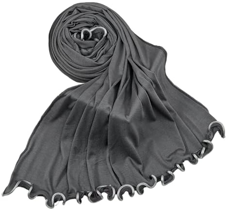 Greabuy Elegant hijab halsduk i bomull för kvinnor med volang trim andningsbar för och sammankomster kvinnor volang halsduk