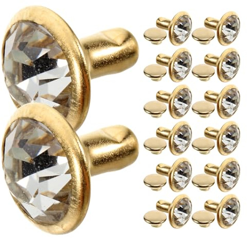 HOMOCONO 100 Remaches de Gemas de Imitación Dorados para Proyectos de Cuero, Fáciles de Usar, Hechos de Cobre y Cristal para Ropa y Collares de Perro