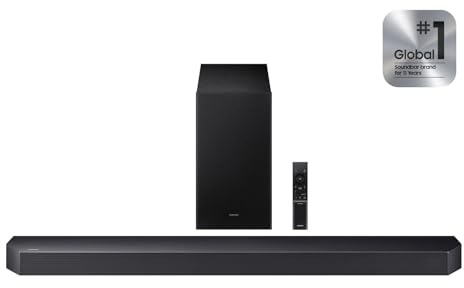 Samsung Q-Series Soundbar for Smart TV HW Q600F, 3.1.2 ch Subwoofer (2025 Model) SpaceFit Sound Pro, Q-Symphony, Adaptive Sound
