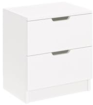 Elegante mesita de Noche Blanca, 45 x 50 x 33 cm, Tablero de partículas 100% melamina, 18 mm de Grosor, Elegante y Funcional