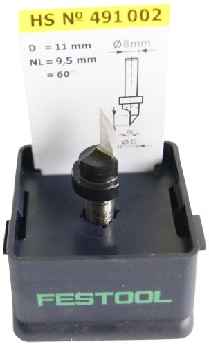 Festool Schriftenfräser HS S8 D11/60° - Gravurfräser Holz | V-Nutfräser 60°, Schaft 8 mm, Schnittdurchmesser 11 mm, Schnittlänge 9,5 mm – für Weichholz