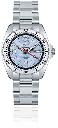 CHRIS BENZ ONE Medium 200M Taucheruhr mit Metallband, Karibikblau, silberne Lünette